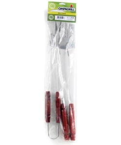 SET 3 UTENSILI PER BARBECUE IN ACCIAIO INOX